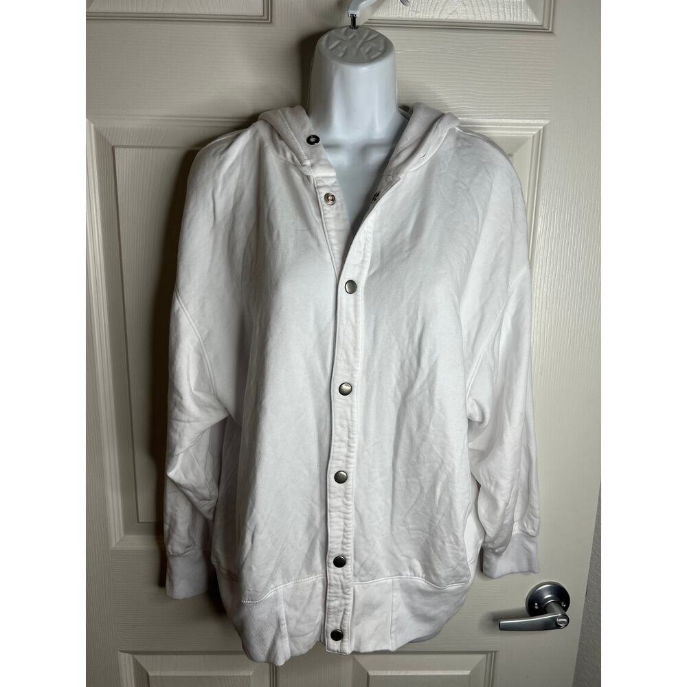 Stateside Anthropologie Women's Hooded Snap Front Jacket White NEW ~ Size L